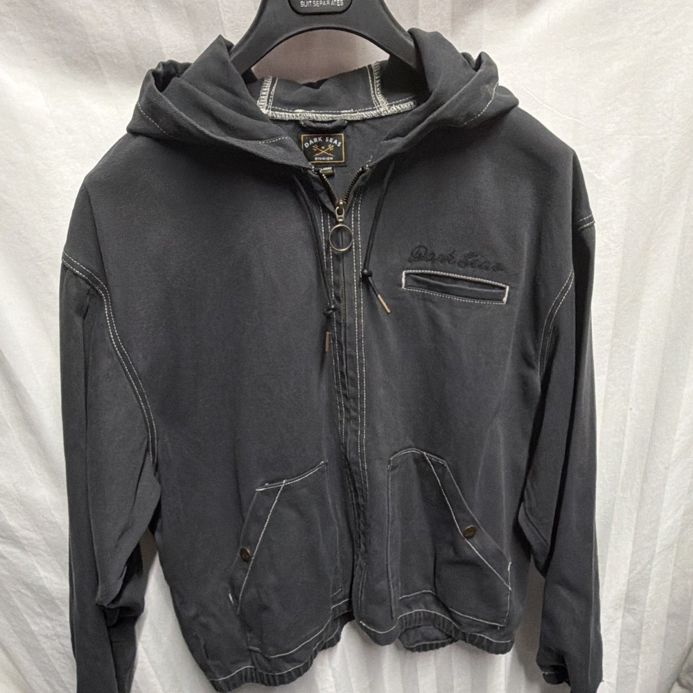 NWT Dark Seas Men's Full Zip Hooded Hoodie Sweatshirt Gray XL 100% Cotton